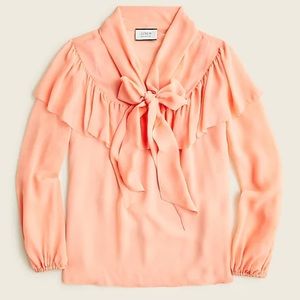J. Crew BLACK Tie-neck silk chiffon top *NWT*